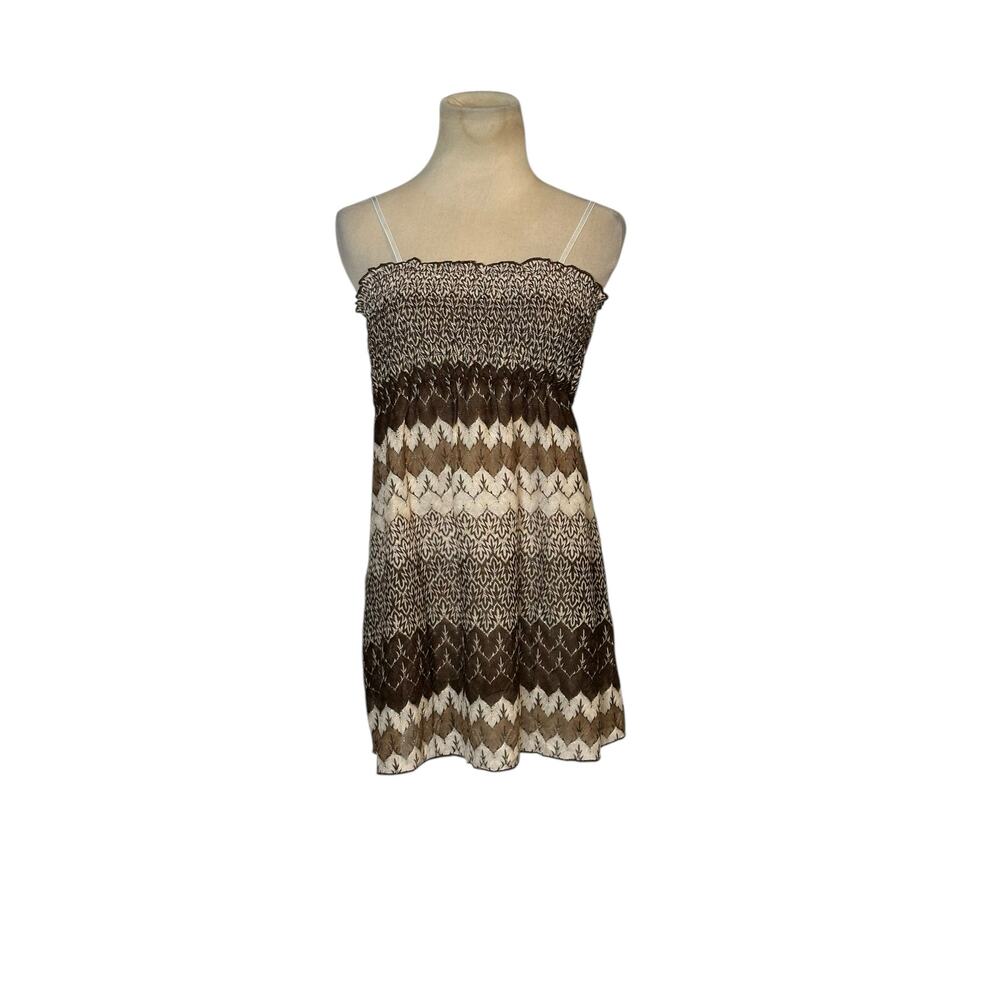 Lia Lee cream brown knit tunic tank top size Large
